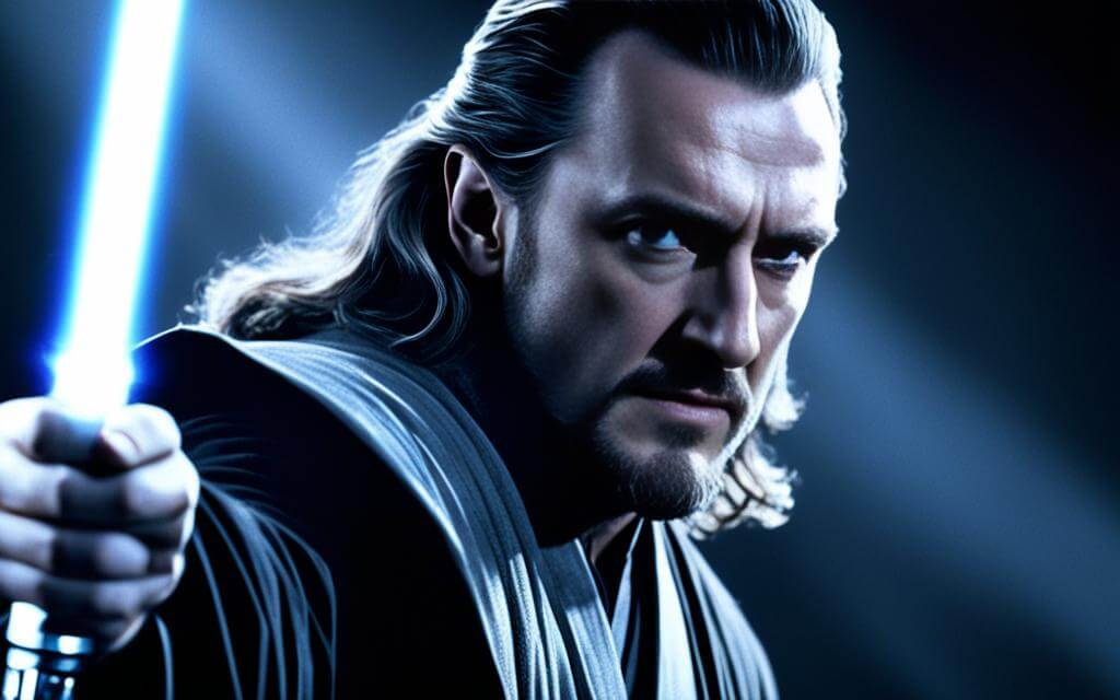 Qui-Gon Jinn and his lightsaber Qui-Gon Jinn and his lightsaber