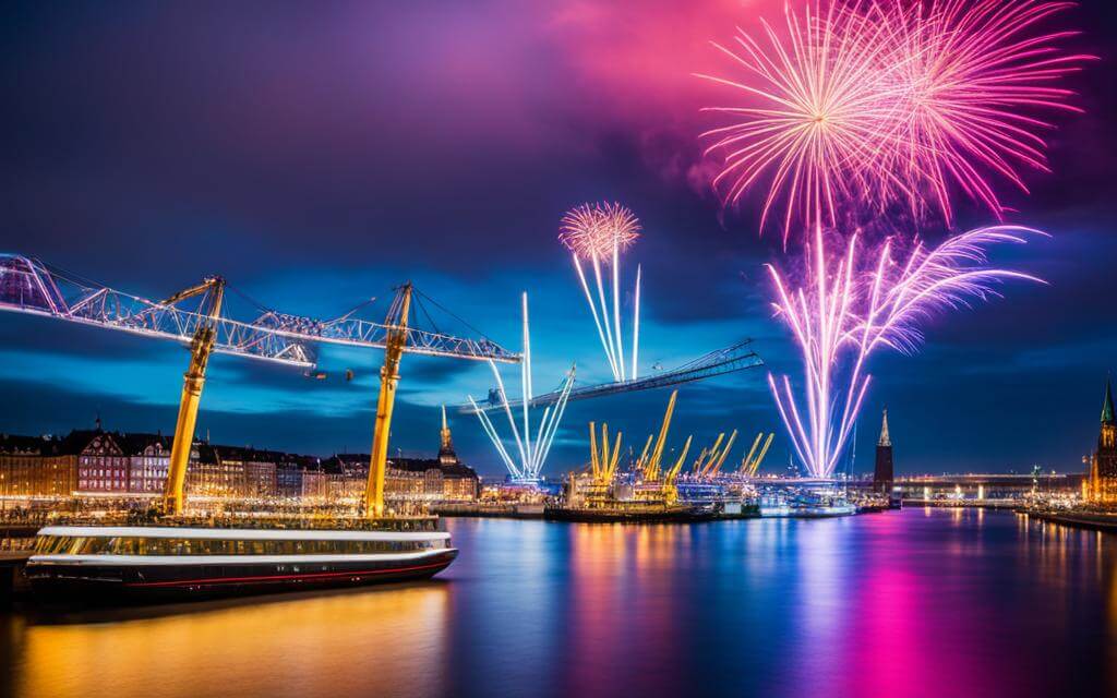 Silvesterfeuerwerk am Hamburger Hafen Silvesterfeuerwerk am Hamburger Hafen